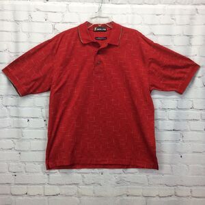 Divots Players Edition Golf Polo Men’s Size L Red Tan Athleisure Sports Casual
